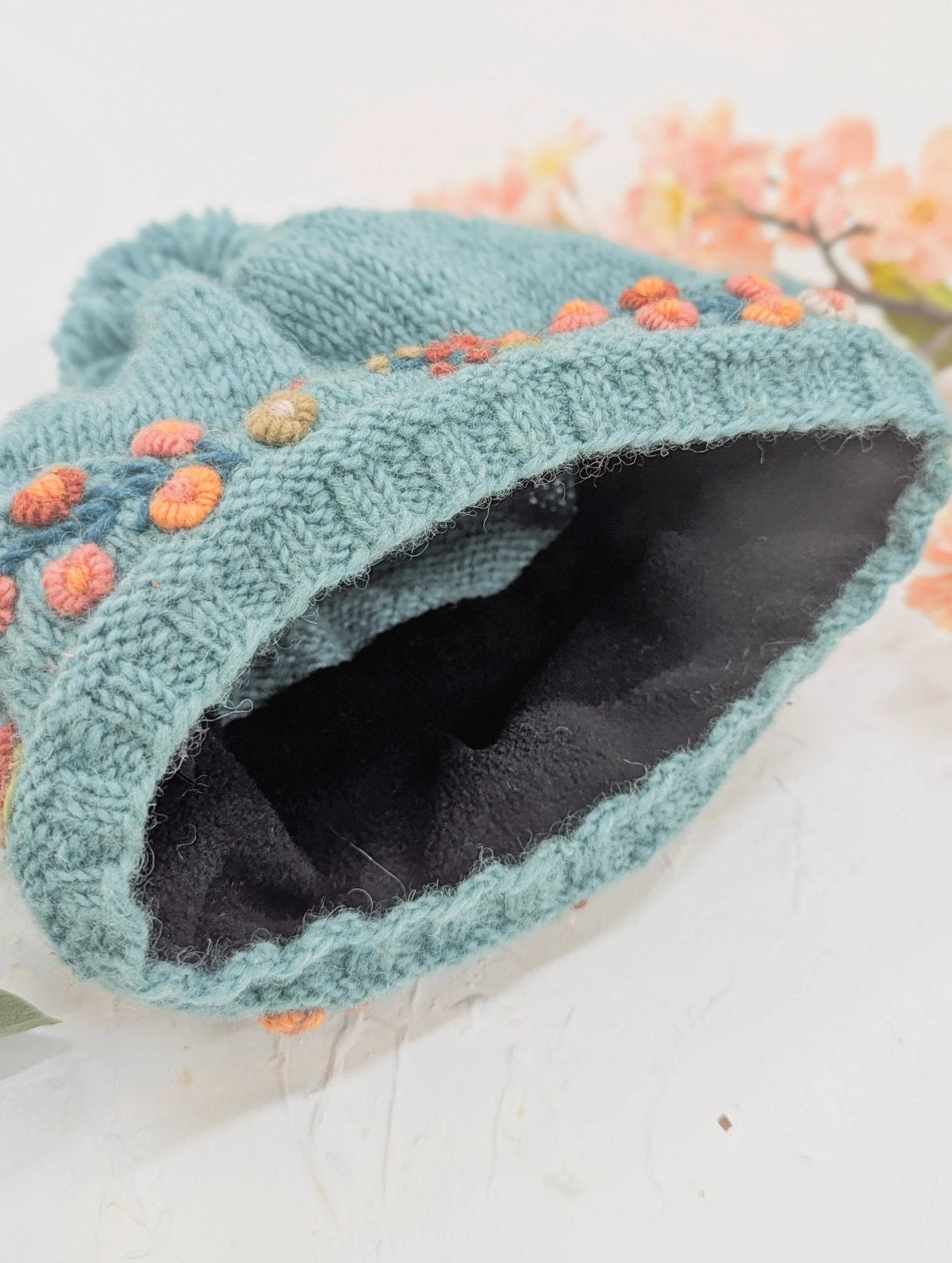 Mathilde Wool Knit Embroidered Hat by Ash & Rose