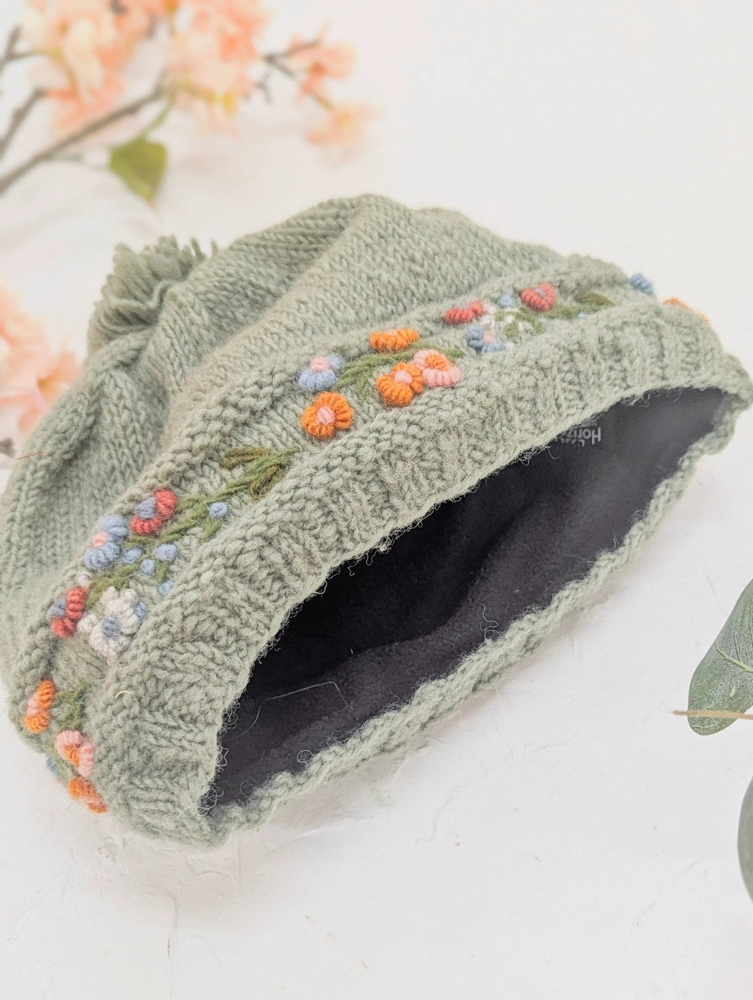 Mathilde Wool Knit Embroidered Hat by Ash & Rose