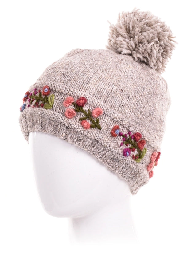 Mathilde Wool Knit Embroidered Hat