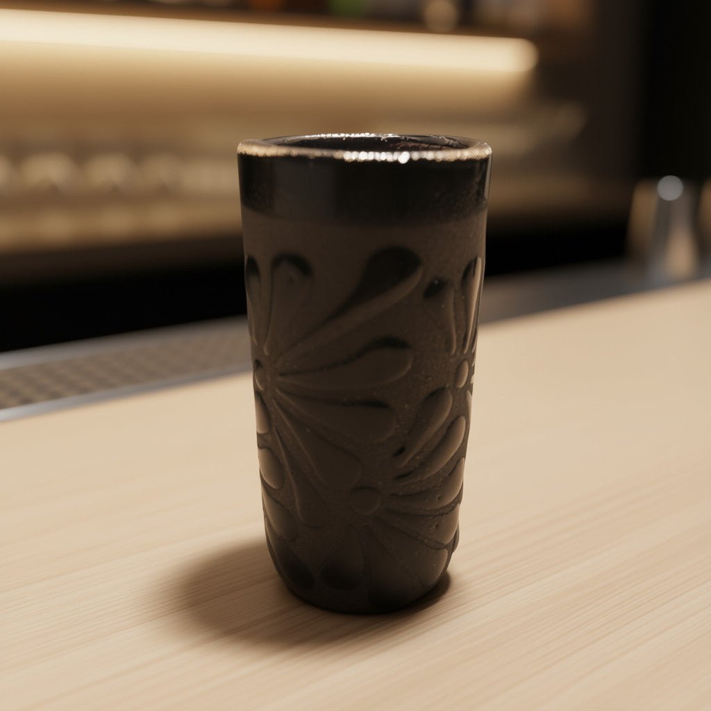 Matte Black Talavera Shot Glass | Mexican Ceramic Barware Mexican Shot Glass La Vie Bien Matte Black Talavera Shot Glass | Mexican Ceramic Barware