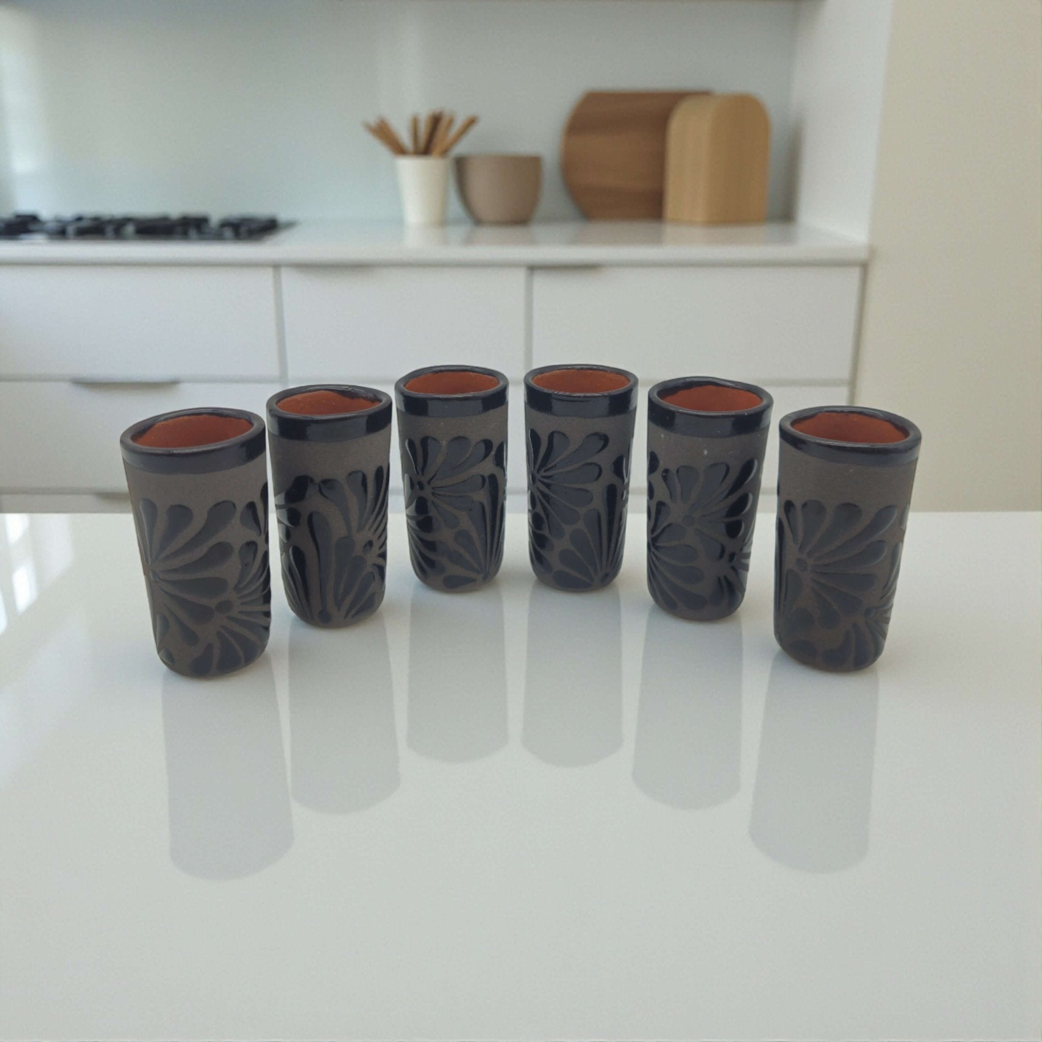 Matte Black Talavera Shot Glass | Mexican Ceramic Barware Mexican Shot Glass La Vie Bien Matte Black Talavera Shot Glass | Mexican Ceramic Barware