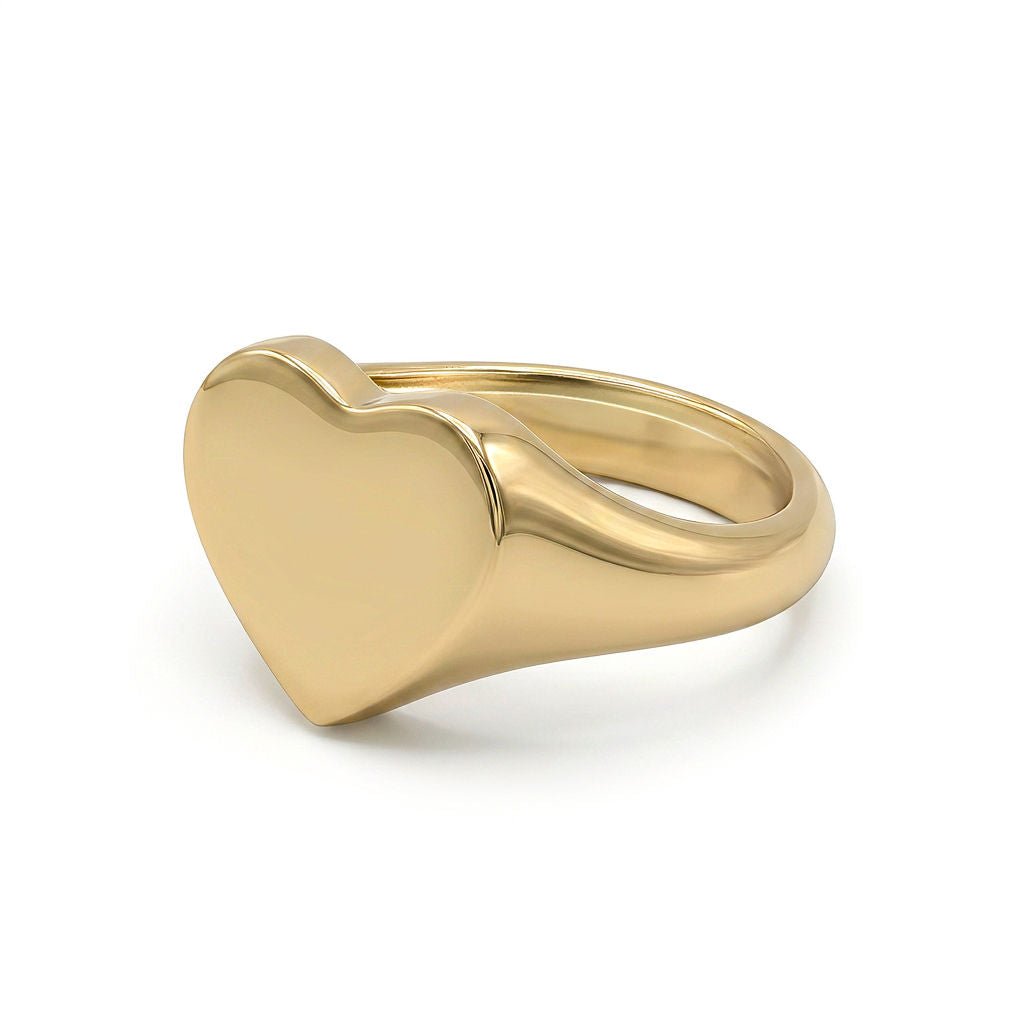 Mawi Love Golden Heart Shape Initial Signet Ring Rings La Vie Bien Mawi Love Golden Heart Shape Initial Signet Ring