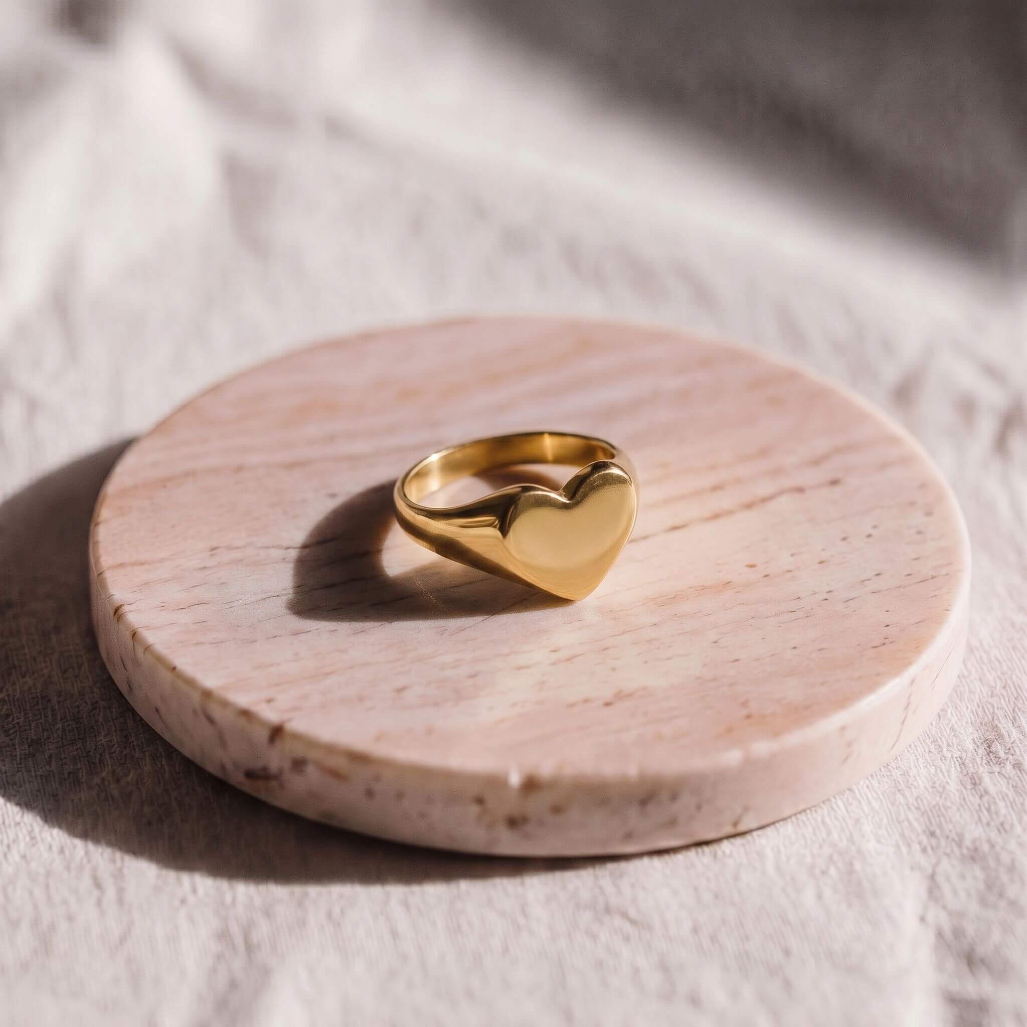 Mawi Love Golden Heart Shape Initial Signet Ring Rings La Vie Bien Mawi Love Golden Heart Shape Initial Signet Ring