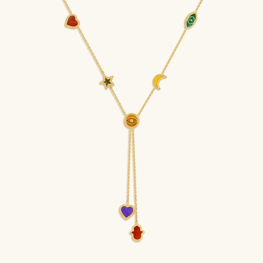 Maximize Joy Multi-Symbol & Multi-Gemstone Necklace by Karma and Luck
