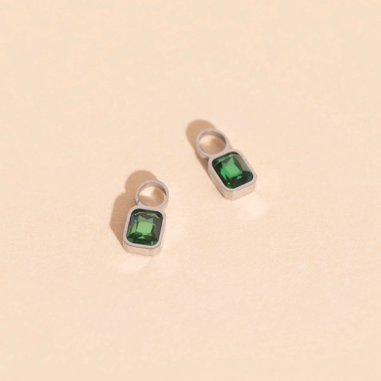 May Birthstone Huggie Hoop Charms by Oh Clementine