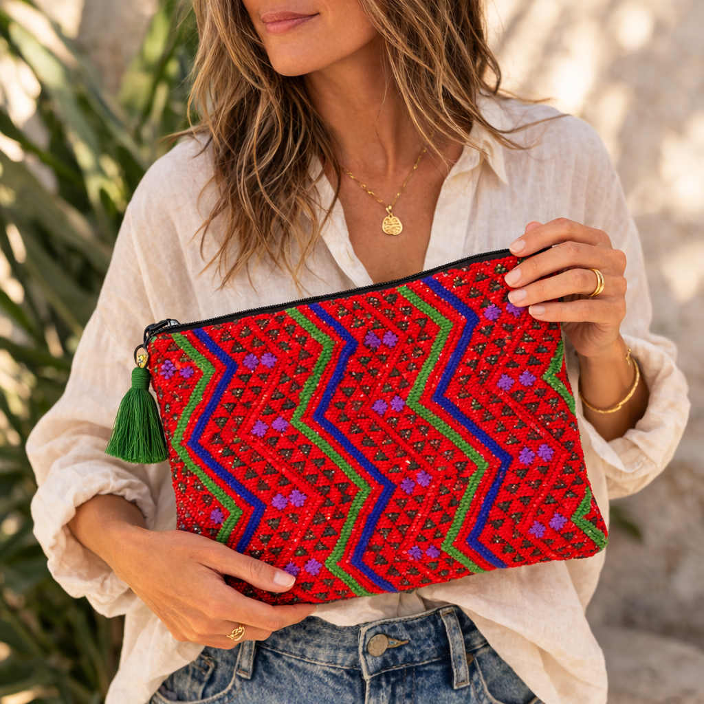 Maya Up - cycled Huipil Cosmetic One - of - a - Kind Bag (2XL) - Guatemala Bags La Vie Bien Maya Up - cycled Huipil Cosmetic One - of - a - Kind Bag (2XL) - Guatemala