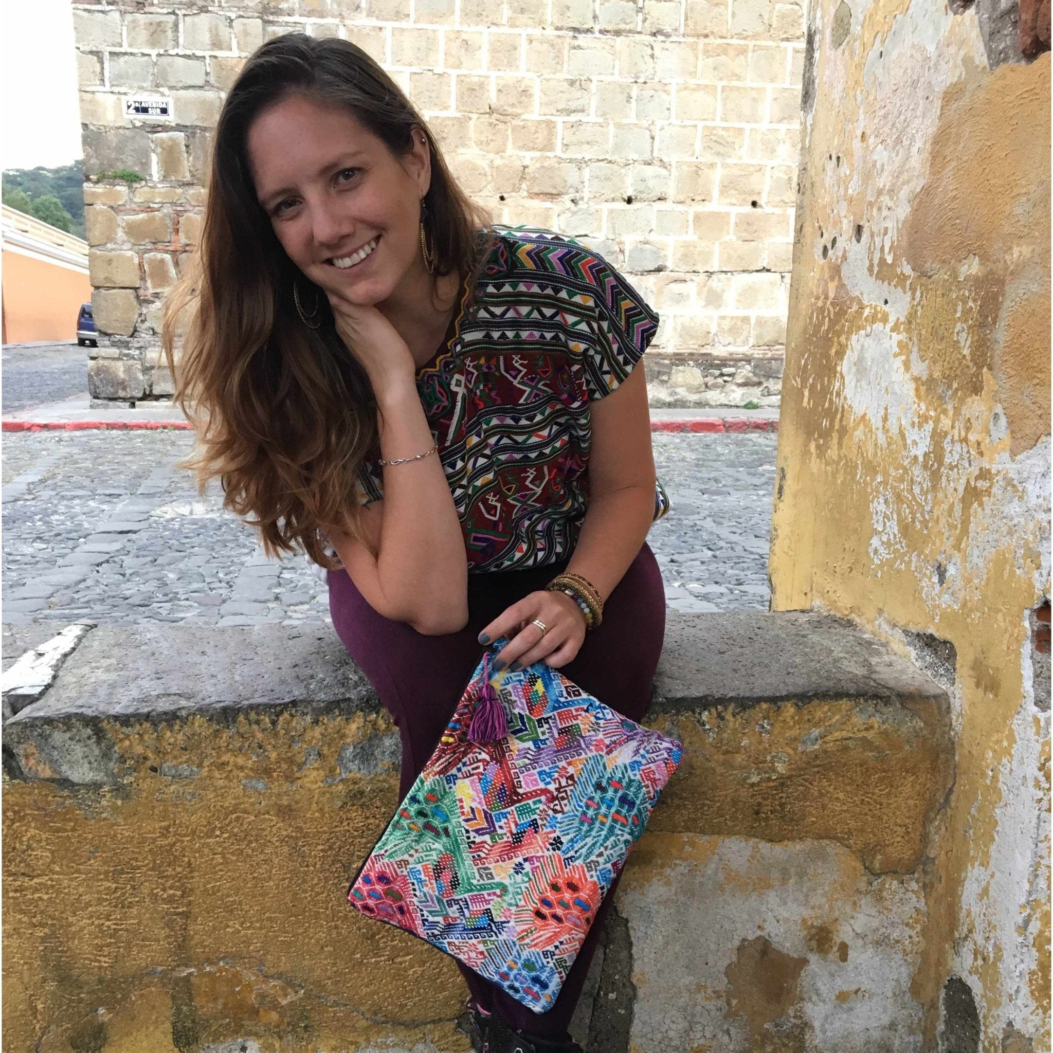 Maya Up - cycled Huipil Cosmetic One - of - a - Kind Bag (2XL) - Guatemala Bags La Vie Bien Maya Up - cycled Huipil Cosmetic One - of - a - Kind Bag (2XL) - Guatemala