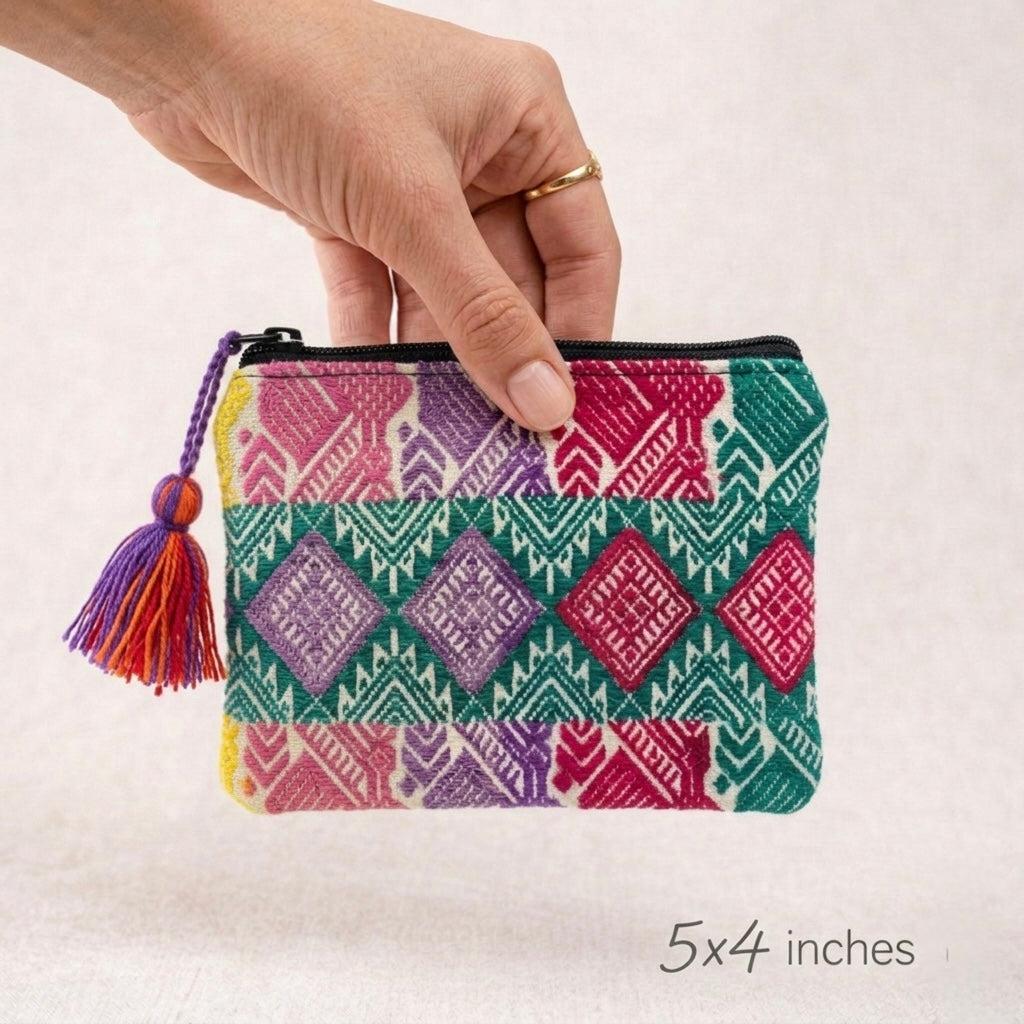 Maya Up - cycled Huipil Cosmetic One - of - a - Kind Bag (Small) - Guatemala Bags La Vie Bien Maya Up - cycled Huipil Cosmetic One - of - a - Kind Bag (Small) - Guatemala
