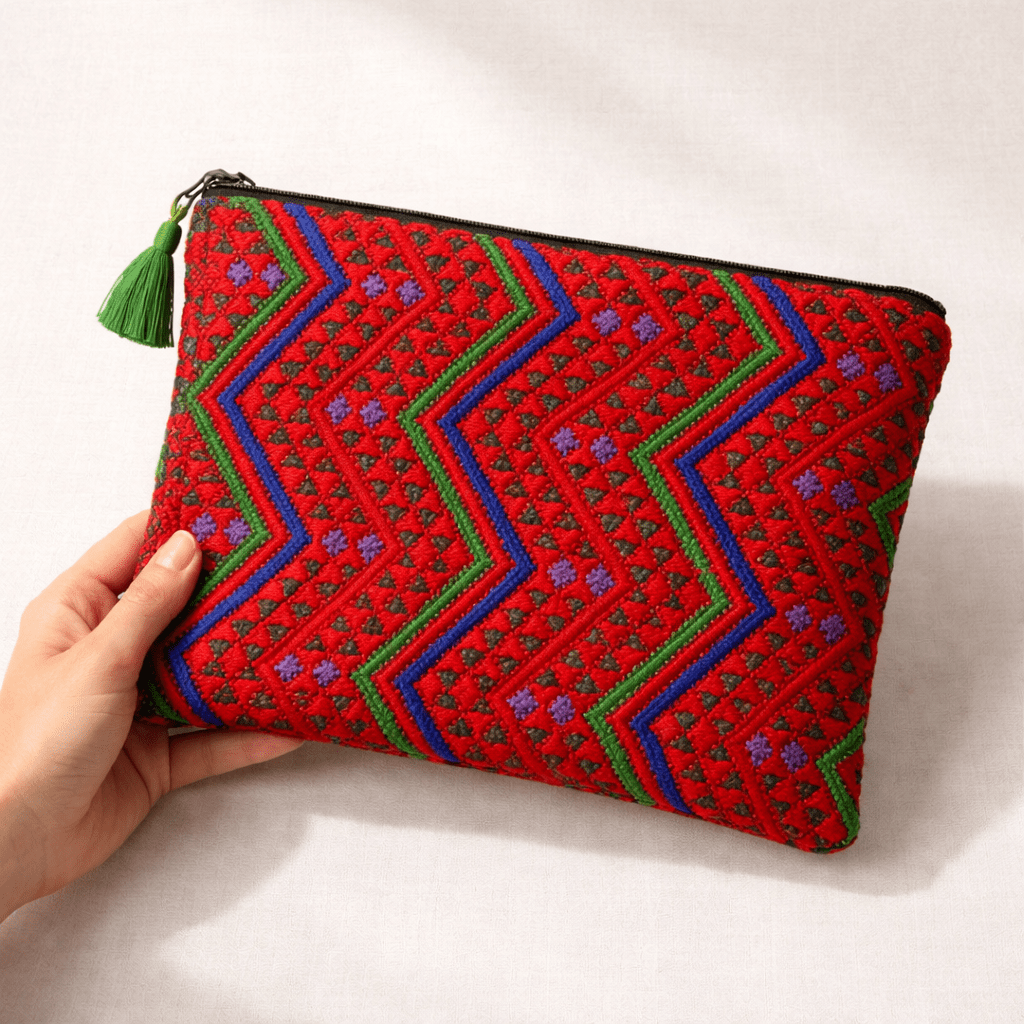 Maya Up - cycled Huipil Cosmetic One - of - a - Kind Bag (XL) - Guatemala Bags La Vie Bien Maya Up - cycled Huipil Cosmetic One - of - a - Kind Bag (XL) - Guatemala