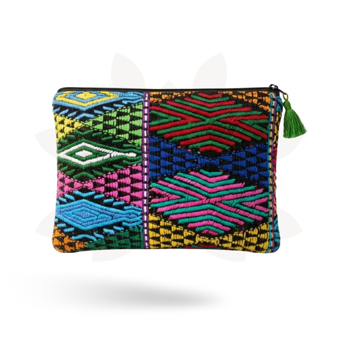 Maya Up - cycled Huipil Cosmetic One - of - a - Kind Bag (XL) - Guatemala Bags La Vie Bien Maya Up - cycled Huipil Cosmetic One - of - a - Kind Bag (XL) - Guatemala