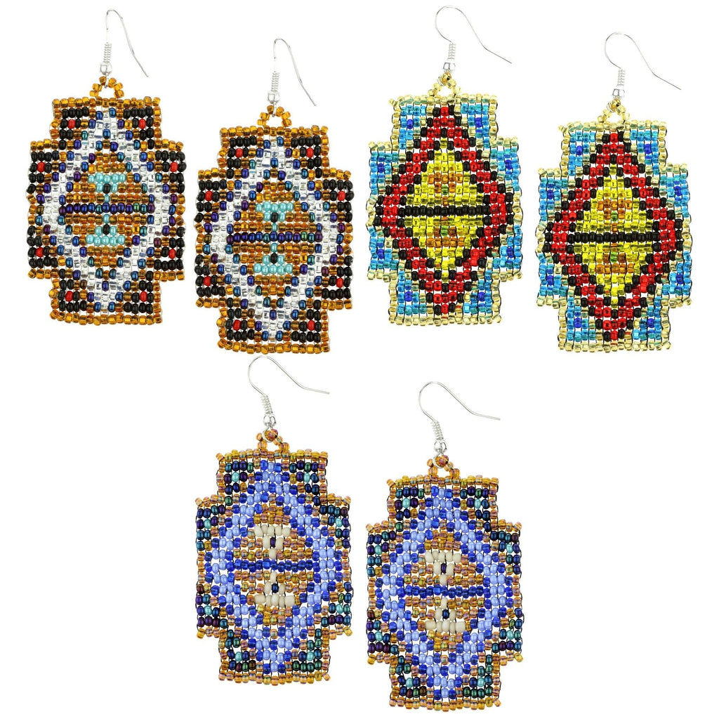 Mayan Pyramid Beaded Earrings Earrings - Fashion La Vie Bien Mayan Pyramid Beaded Earrings