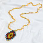 Mayan Pyramid Beaded Pendant Necklace Necklaces - Fashion La Vie Bien Mayan Pyramid Beaded Pendant Necklace