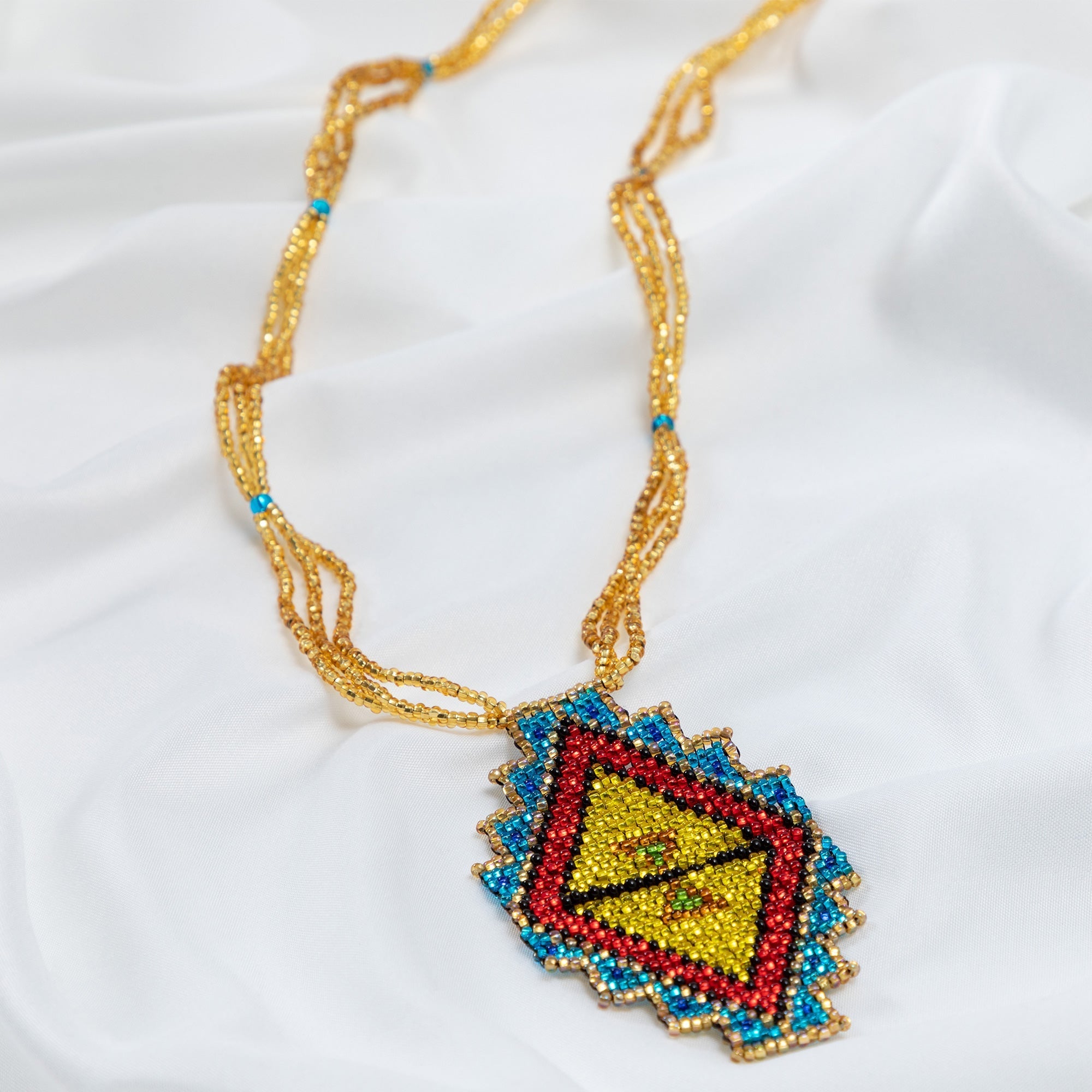 Mayan Pyramid Beaded Pendant Necklace Necklaces - Fashion La Vie Bien Mayan Pyramid Beaded Pendant Necklace