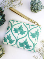 Mayfair Aqua Botanical Embroidered Wristlet Purse by Ash & Rose