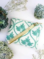 Mayfair Aqua Botanical Embroidered Wristlet Purse by Ash & Rose