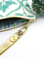 Mayfair Aqua Botanical Embroidered Wristlet Purse by Ash & Rose
