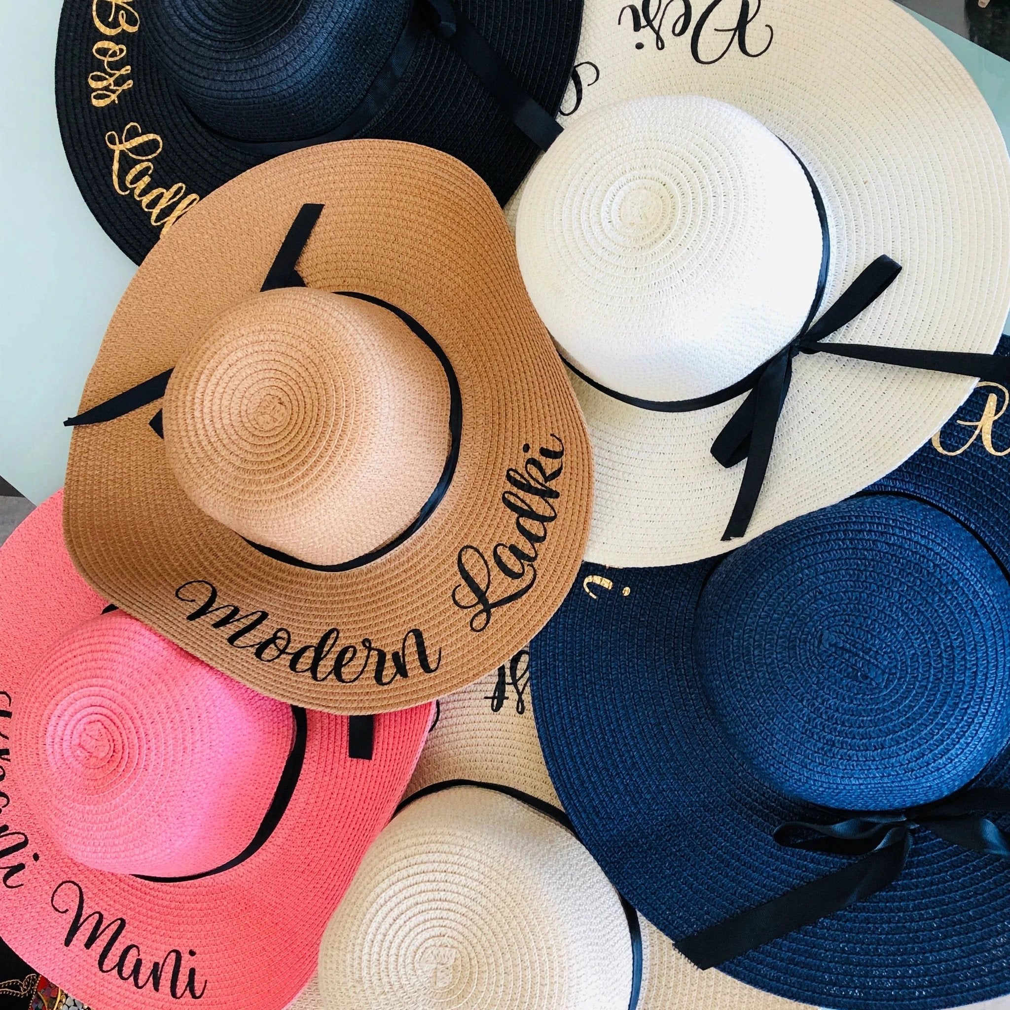 Red Border Beach Hat by Modern Desi