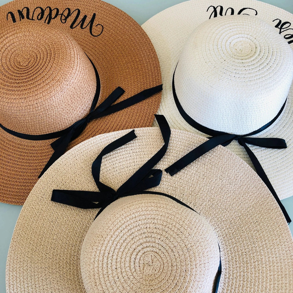 Floral Border Beach Hat by Modern Desi