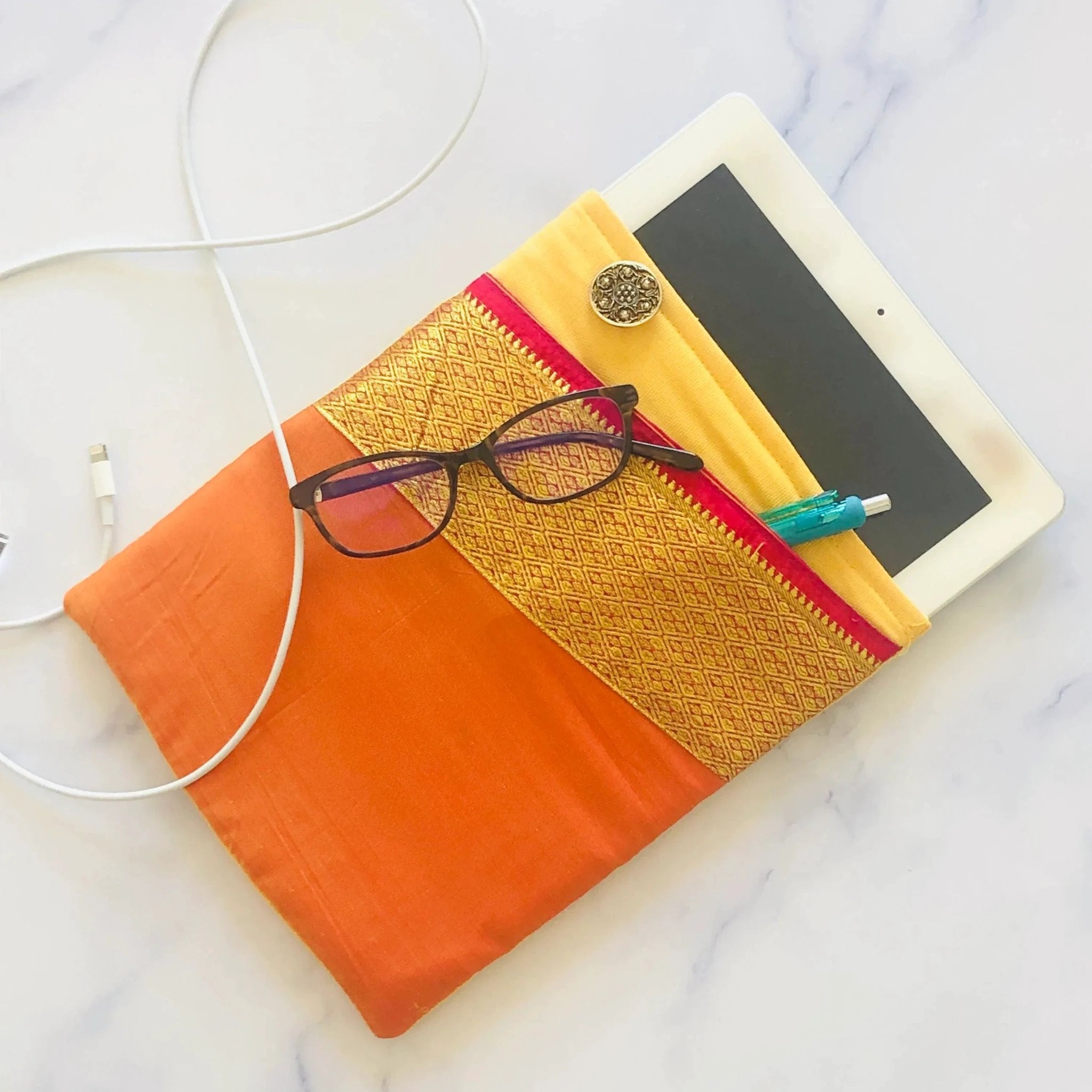 Orange Saree Sleeve by Modern Desi