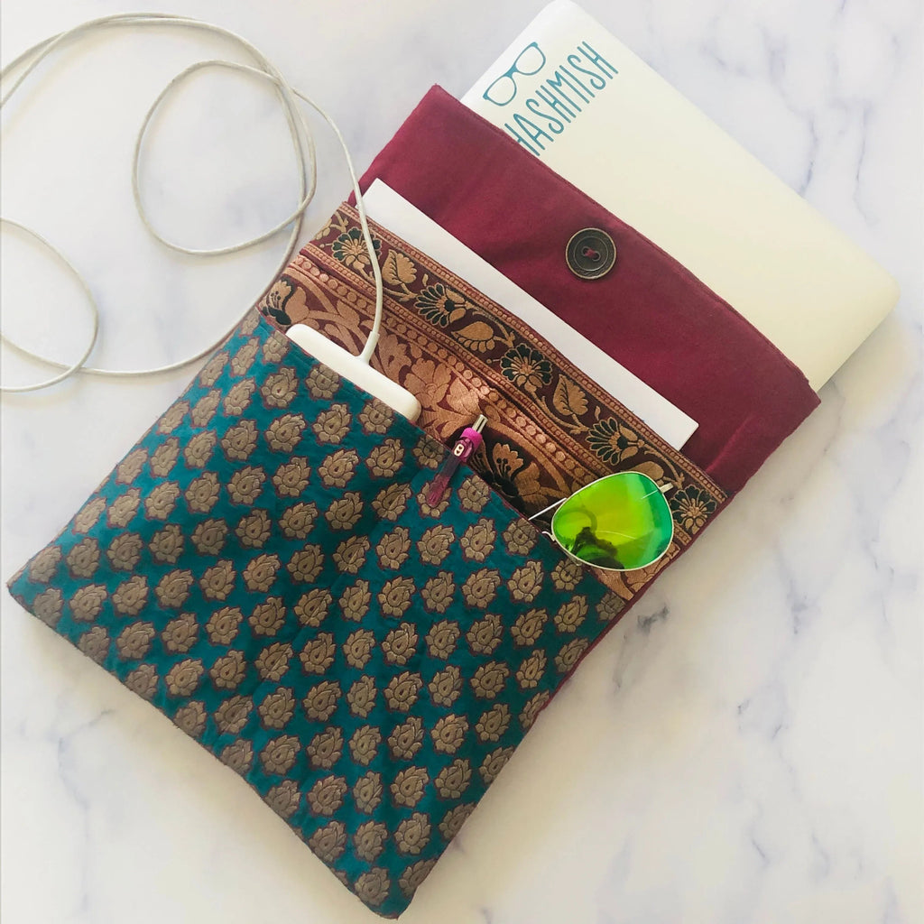 Teal Device Saree Sleeve