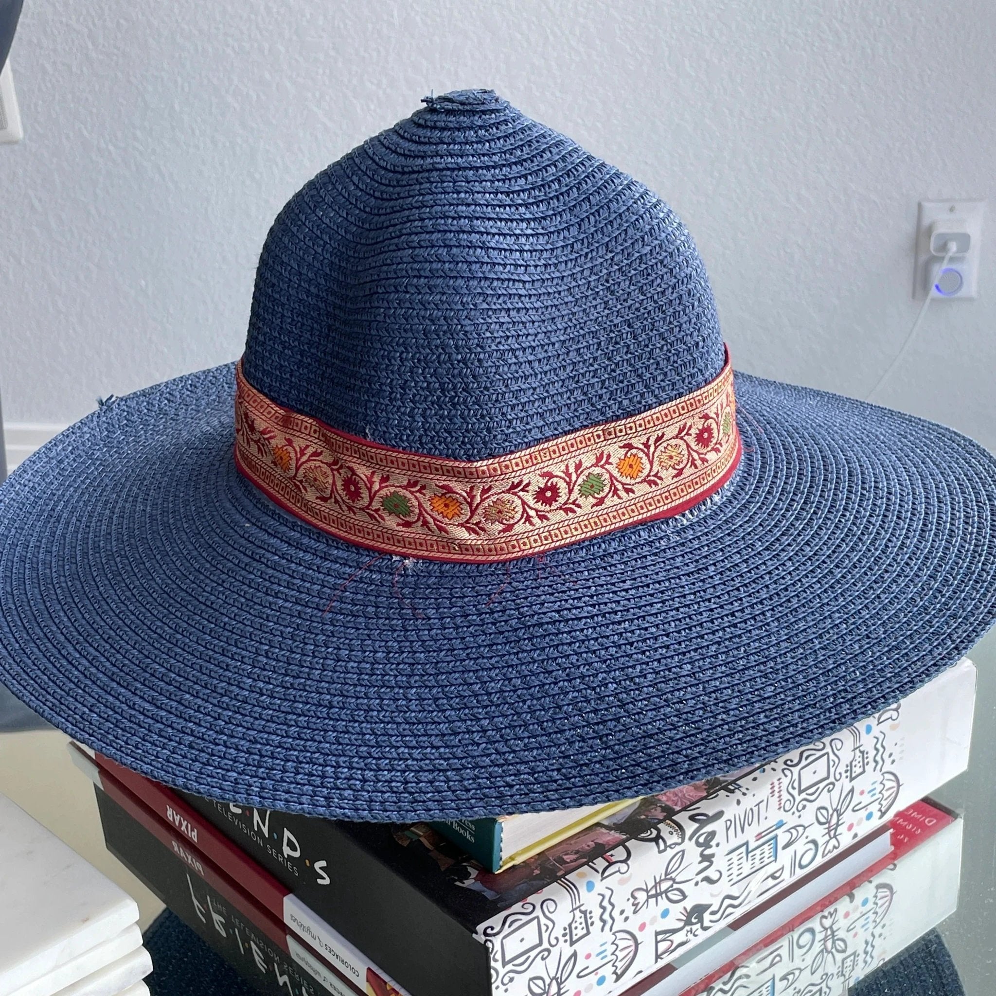 Red Border Beach Hat by Modern Desi