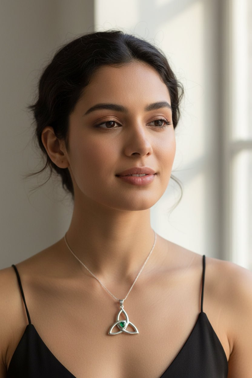 McKenna Celtic Trinity Knot Heart Necklace in Sterling Silver Pendant La Vie Bien McKenna Celtic Trinity Knot Heart Necklace in Sterling Silver