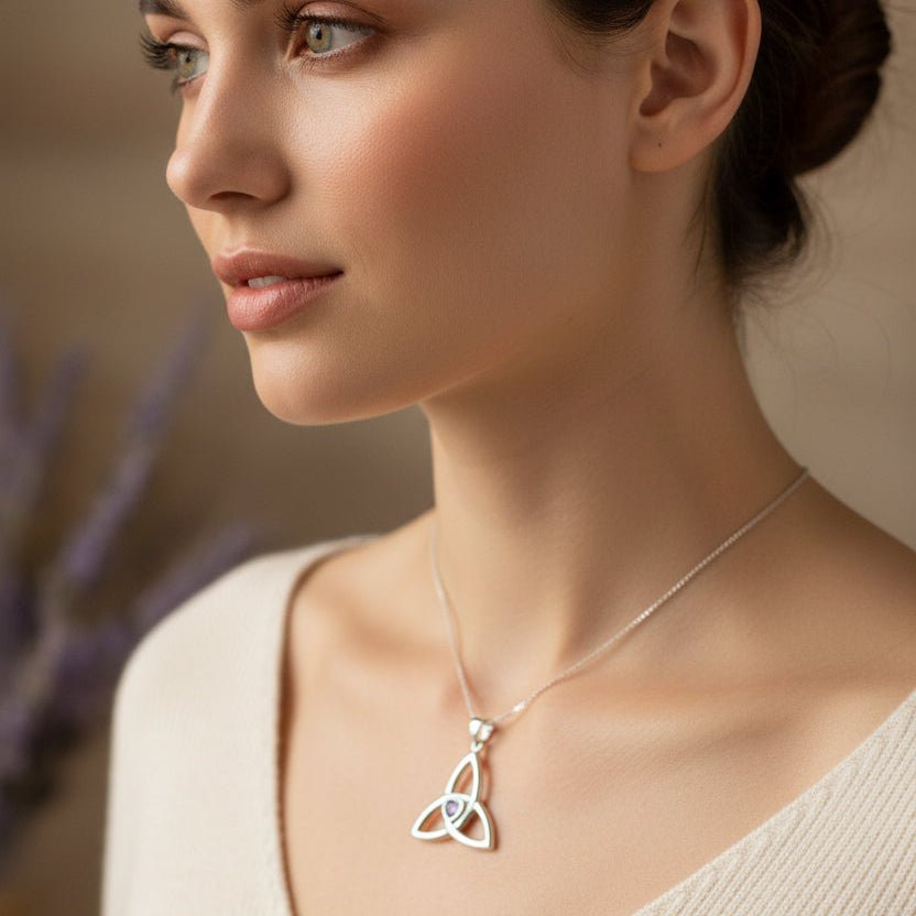 McKenna Celtic Trinity Knot Heart Necklace in Sterling Silver Pendant La Vie Bien McKenna Celtic Trinity Knot Heart Necklace in Sterling Silver