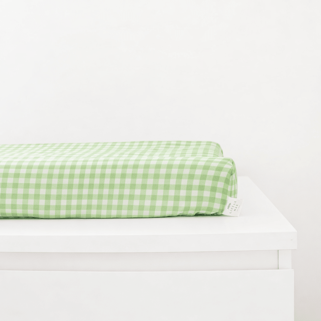 Meadow Green Gingaham Changing Pad Cover La Vie Bien Meadow Green Gingaham Changing Pad Cover