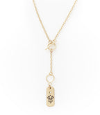 Ruchi Lotus Charm Dainty Drop Lariat Necklace
