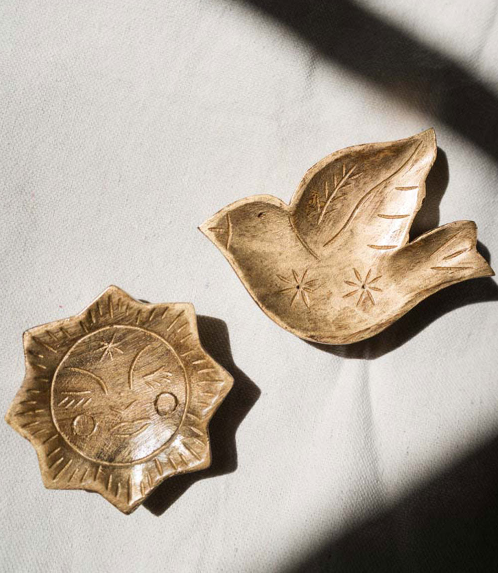 Chamak Sun Trinket Dish - Metallic Painted Wood