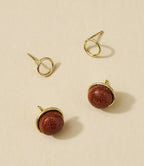 Indali Goldstone Semiprecious Stud Earrings - Set of 2