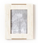 Mukhendu 5x7 Picture Frame -  Carved Bone, Brass Accent