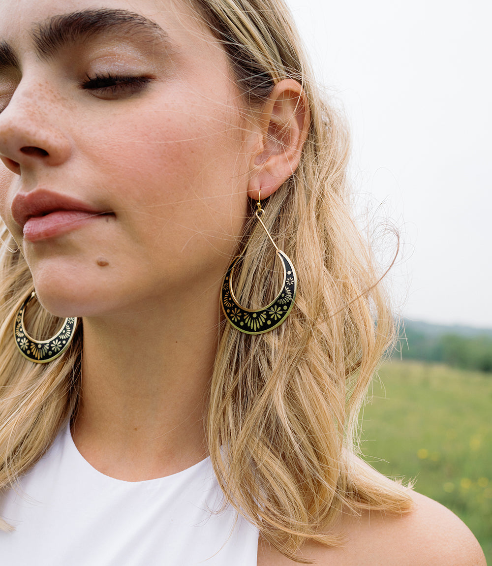 Nisha Crescent Moon Hoop Earrings