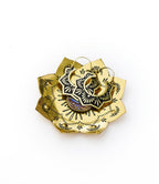 Kairavini Lotus Trinket Dish - Etched Brass, Abalone