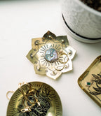 Kairavini Lotus Trinket Dish - Etched Brass, Abalone