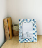 Varuna 5x7 Cobalt Picture Frame - Fair Trade Carved Bone
