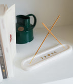 Indukala Moon Phase Incense Holder - White Carved Marble