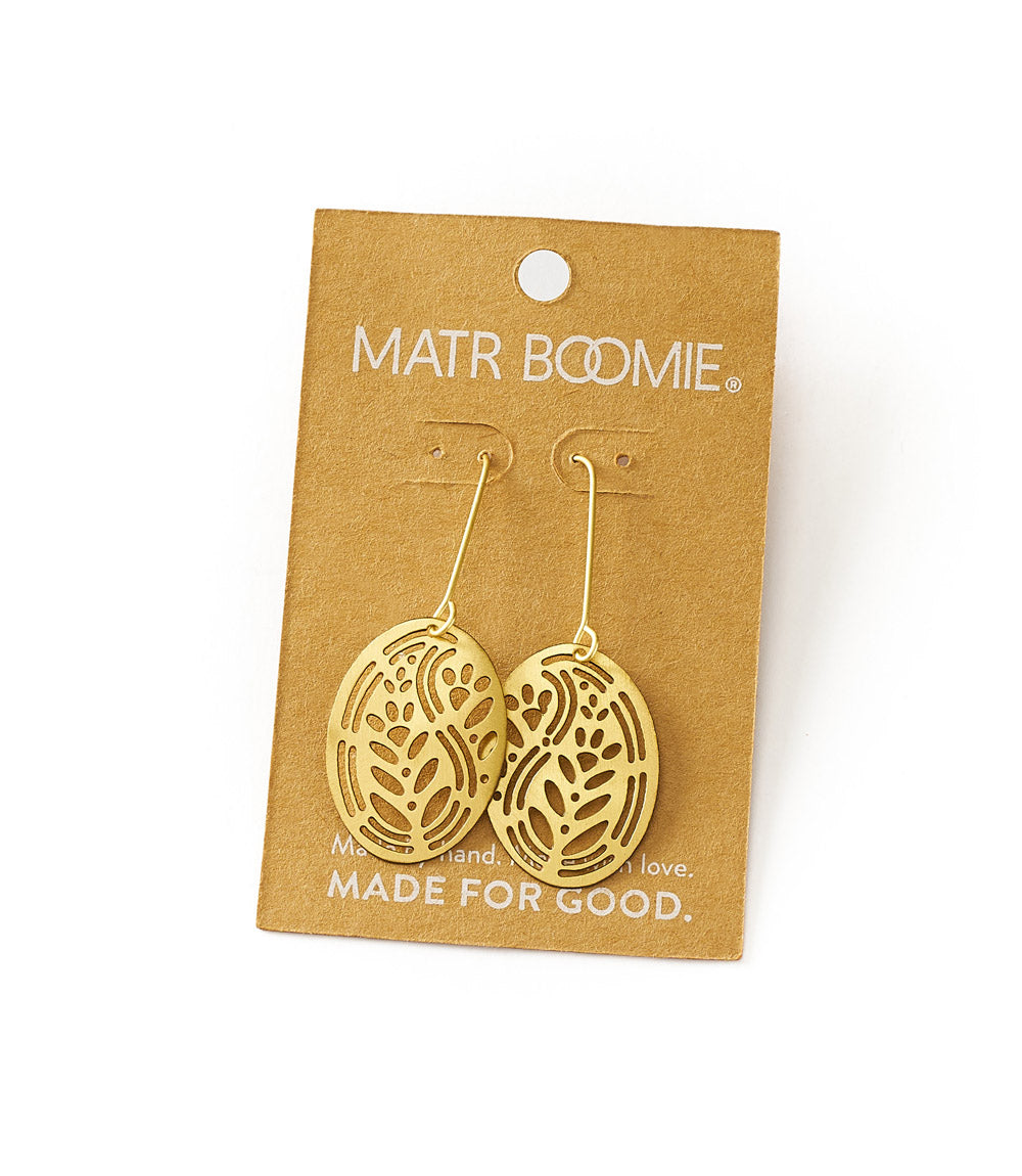 Adhya Cutout Oval Drop Hook Earrings