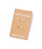 Ruchi Crescent Moon Tiny Dot Stud Earrings - Set of 2