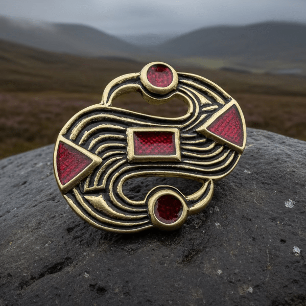 Medieval Merovingian S-Brooch - Bronze Historical Reproduction Pin Brooch La Vie Bien Medieval Merovingian S-Brooch - Bronze Historical Reproduction Pin