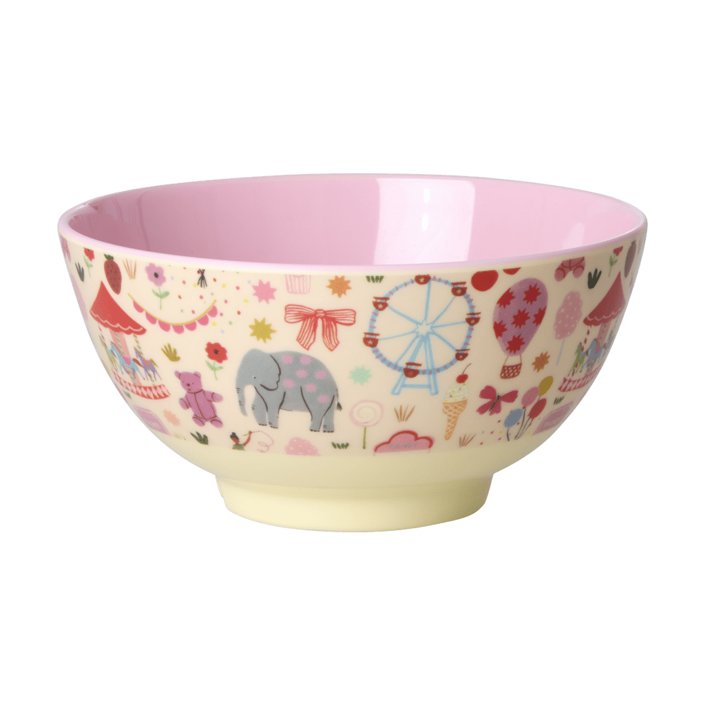 Medium Melamine Bowl - Fun Fair Pink Print - 23.7oz - by Rice By Rice
