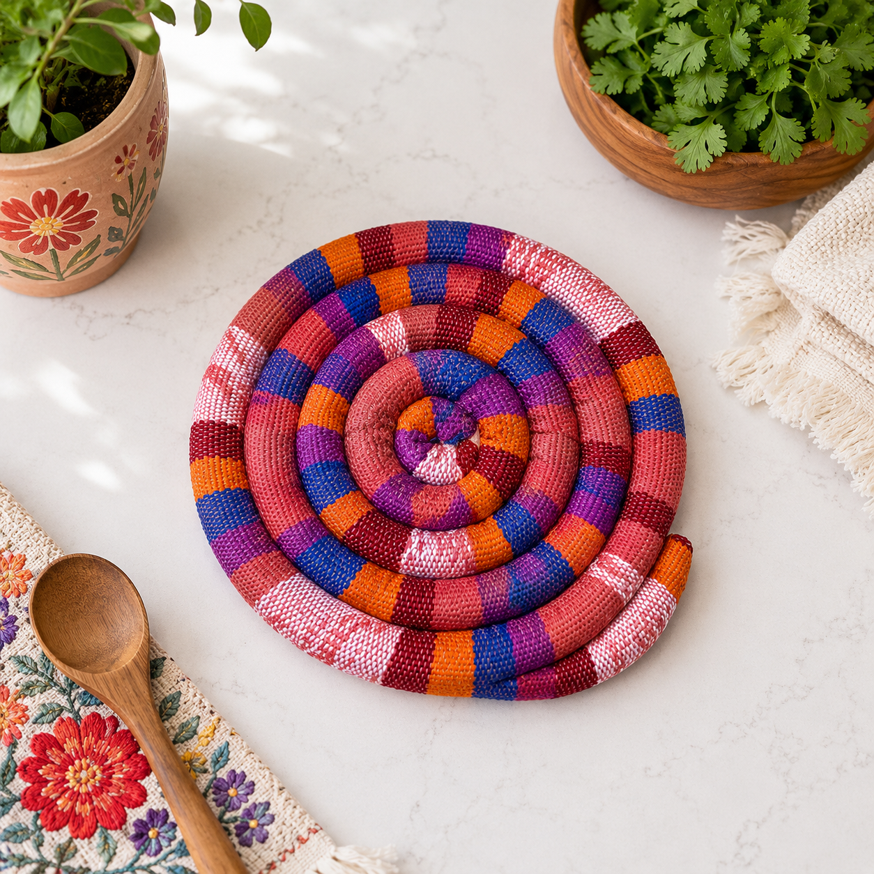 Medium Spiral Spiced Trivet Kitchen-Linens La Vie Bien Medium Spiral Spiced Trivet