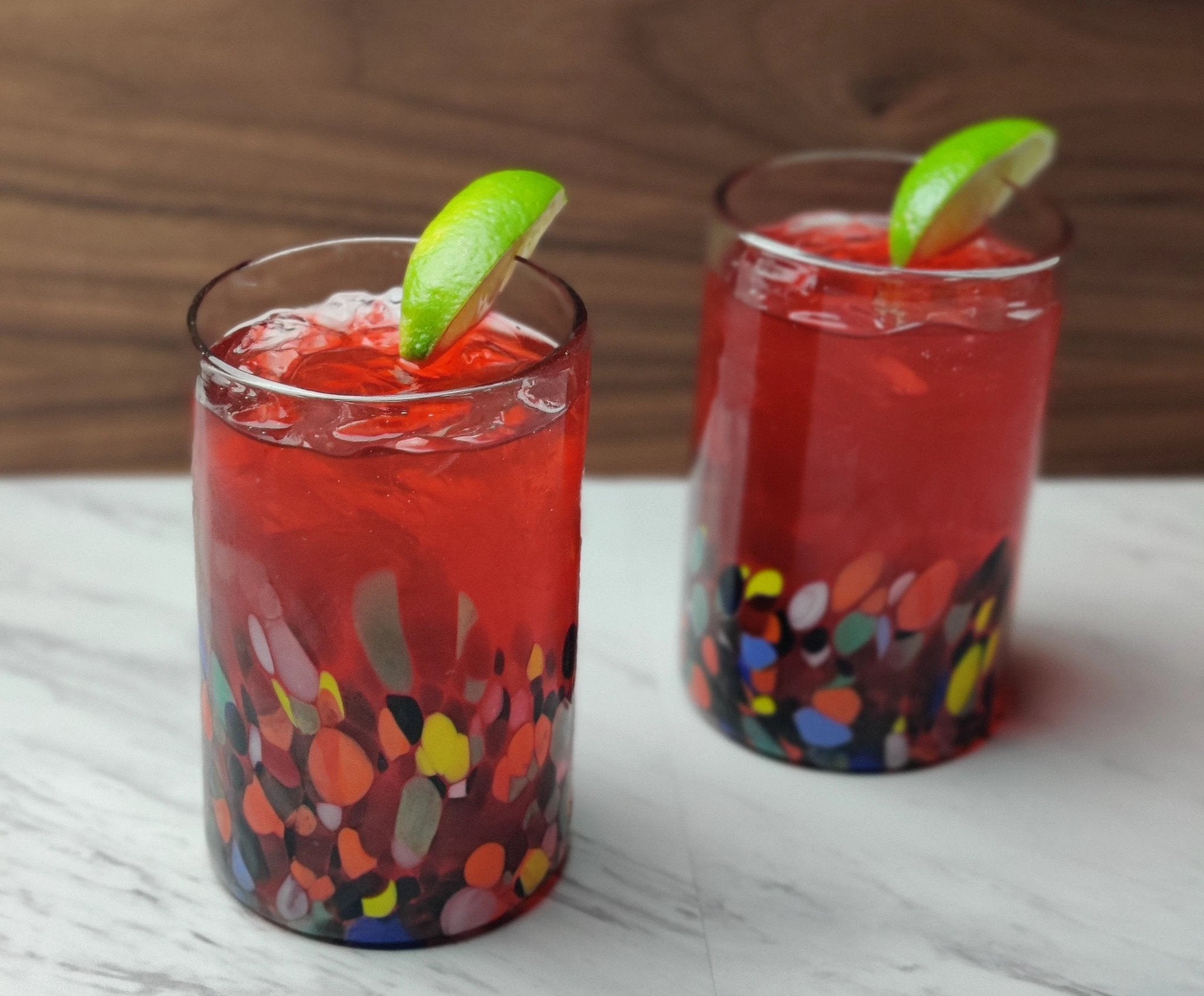 Confetti Carmen Design Drinking Glasses - Set of 6 (14 oz each) by Dos Sueños