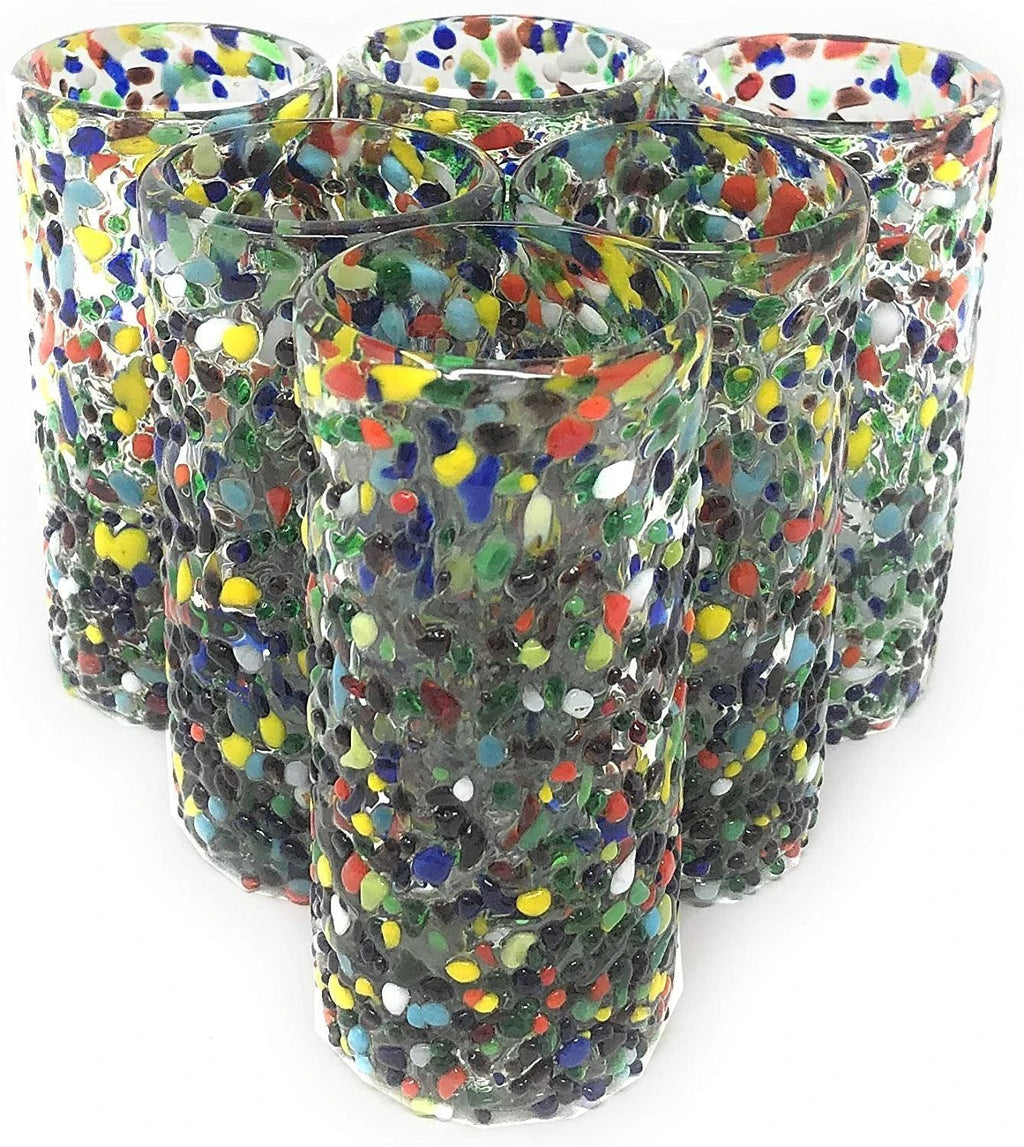 Confetti Rock Tequila Shot Glasses - Set of 6 (2 oz each) by Dos Sueños