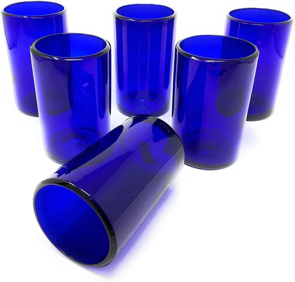 Pure Cobalt Water Glasses - Set of 6 (14 oz each) by Dos Sueños