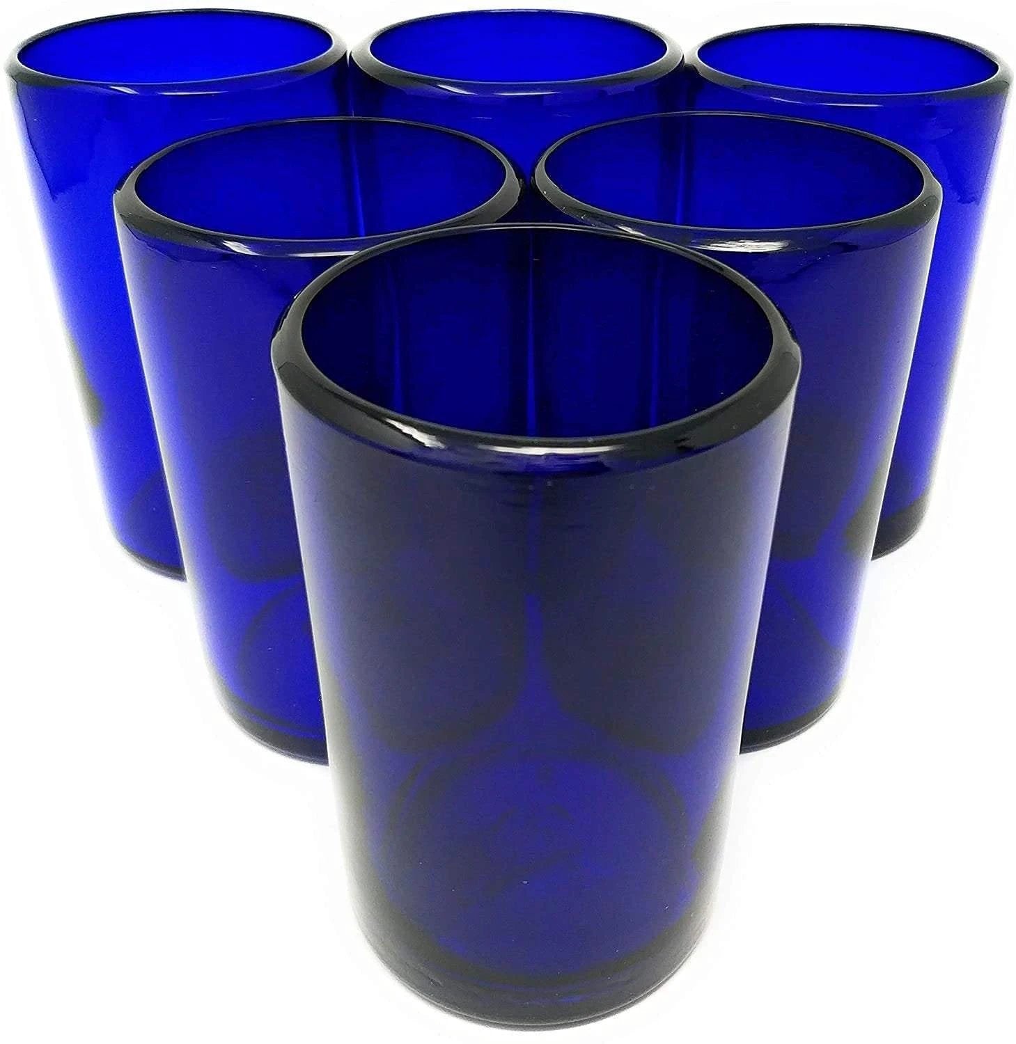 Pure Cobalt Water Glasses - Set of 6 (14 oz each) by Dos Sueños