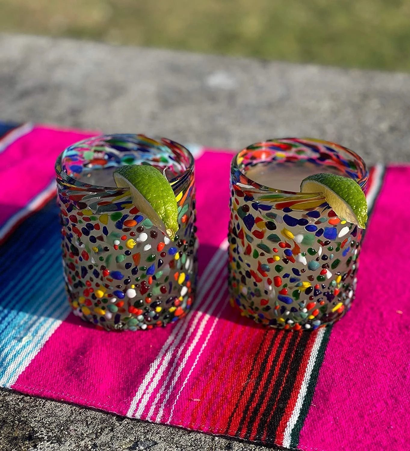 Confetti Rock Tumbler Glasses - Set of 6 (10 oz each) by Dos Sueños
