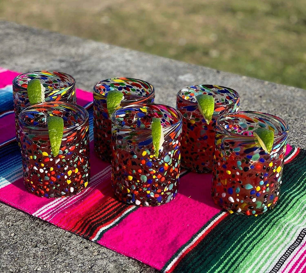Confetti Rock Tumbler Glasses - Set of 6 (10 oz each) by Dos Sueños