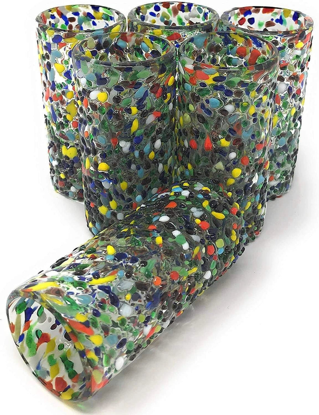 Confetti Rock Tequila Shot Glasses - Set of 6 (2 oz each) by Dos Sueños