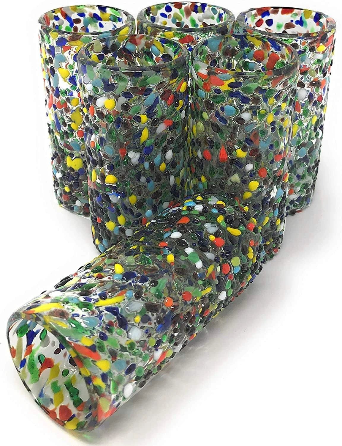 Confetti Rock Tequila Shot Glasses - Set of 6 (2 oz each) by Dos Sueños